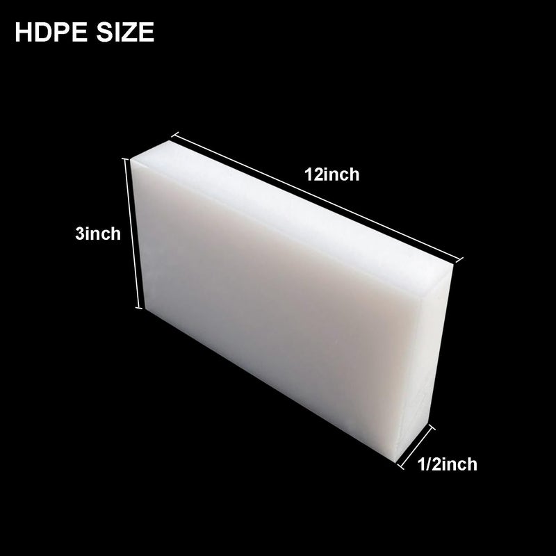 GLN High-Density Polyethylene (HDPE) Plastic Block 1/2" Thick 3" X 12"- for Machining, Home Improvements, DIY Projects, Engineering,High-Density Polyethylene Plastic Sheet (1pcs White PE Block) - Image 2